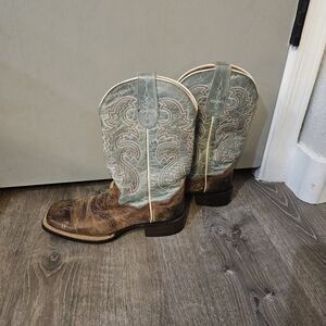 Dan Post Brown and Blue Heeled Boots